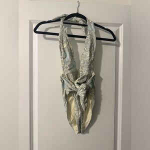 MONTCE Blue Patterned One Piece Swim (XS)